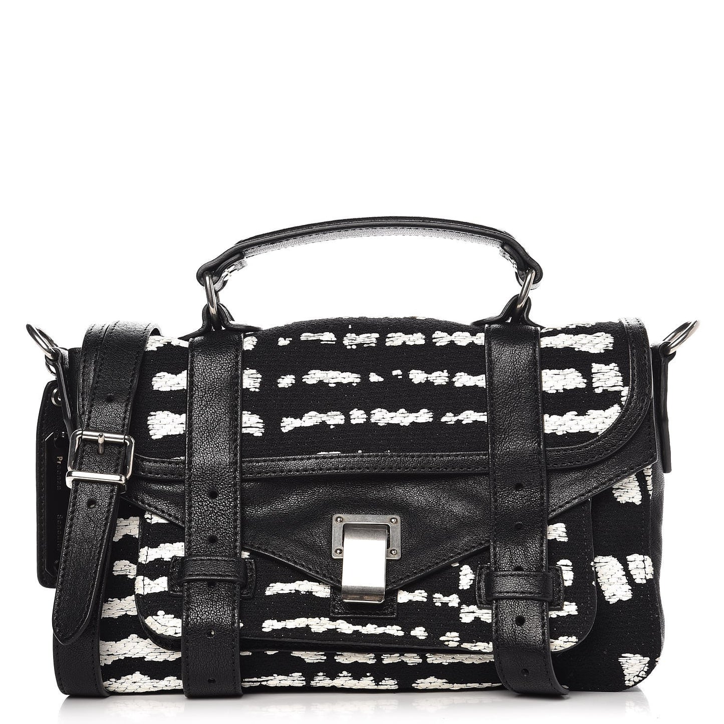 Jacquard Woodblock Tiny PS1 Satchel Black White