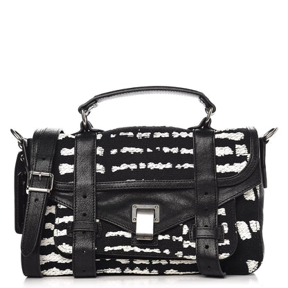 Proenza Schouler Jacquard Woodblock Tiny PS1 Satchel Black White 1 of 7