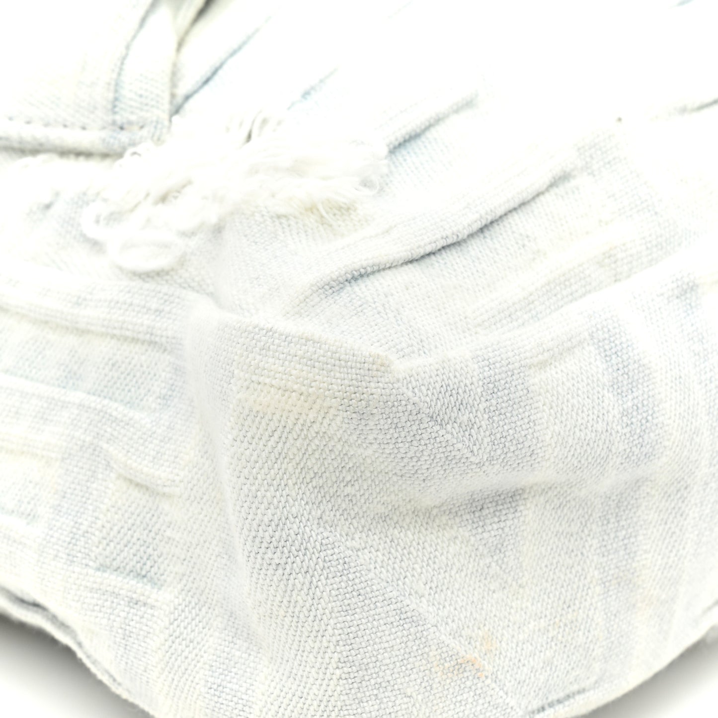 X MARC JACOBS Bleached Denim Logo Maxi Baguette Off White