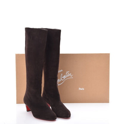 Christian Louboutin Suede Bourge 50 Tall Boots 38 Brown 9 of 9