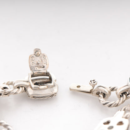 David Yurman Sterling Silver Blue Topaz 7mm Renaissance Linked Bracelet 4 of 4