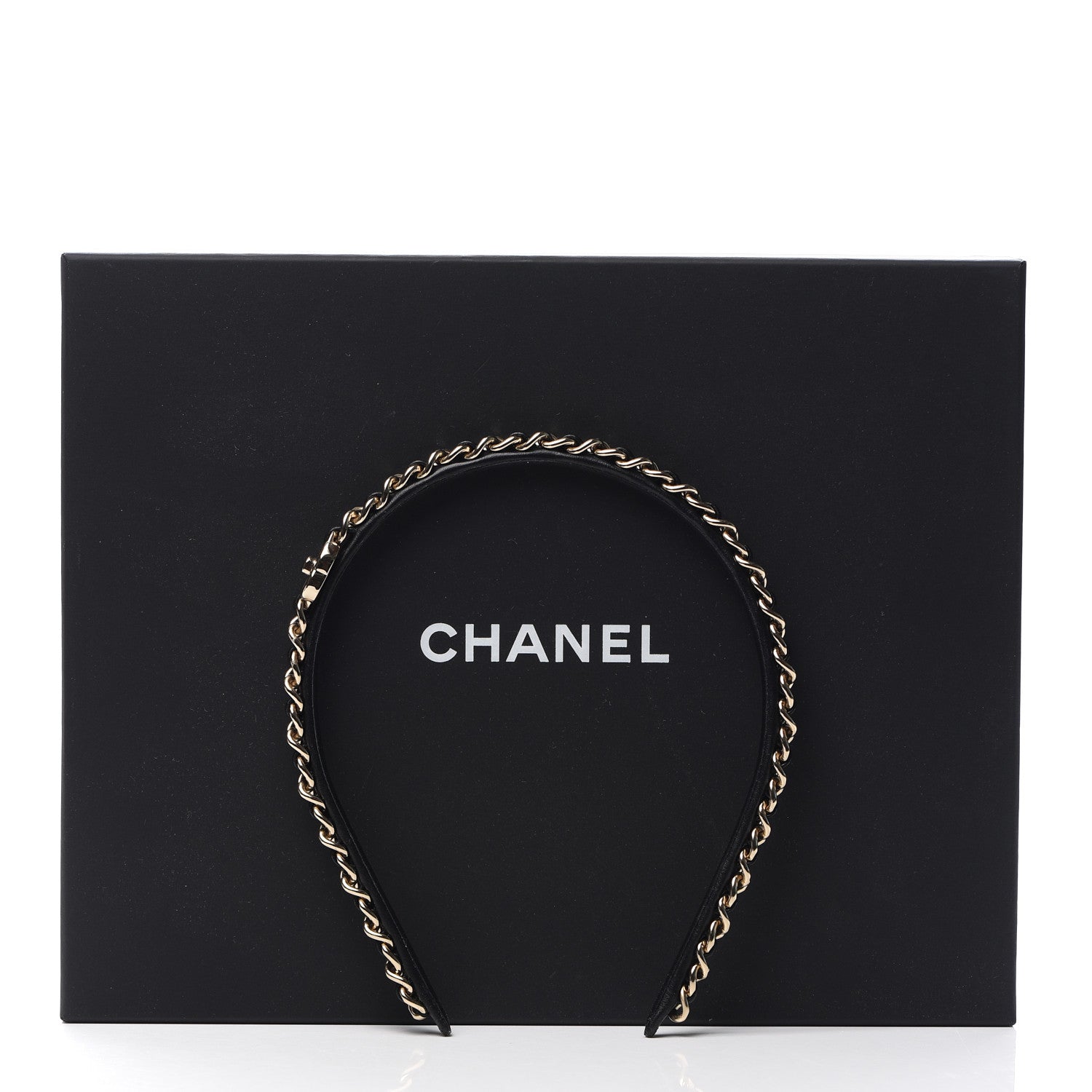 Chanel Metal Lambskin CC Turnlock Chain Headband Gold Black 6 of 6