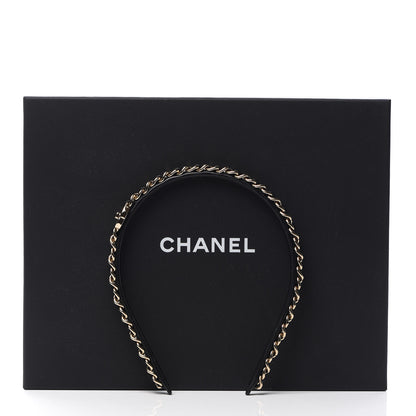 Chanel Metal Lambskin CC Turnlock Chain Headband Gold Black 6 of 6