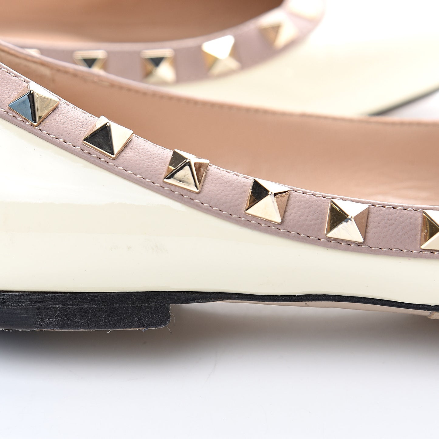 Patent Rockstud Ballerina Flats 35.5 Ivory Poudre