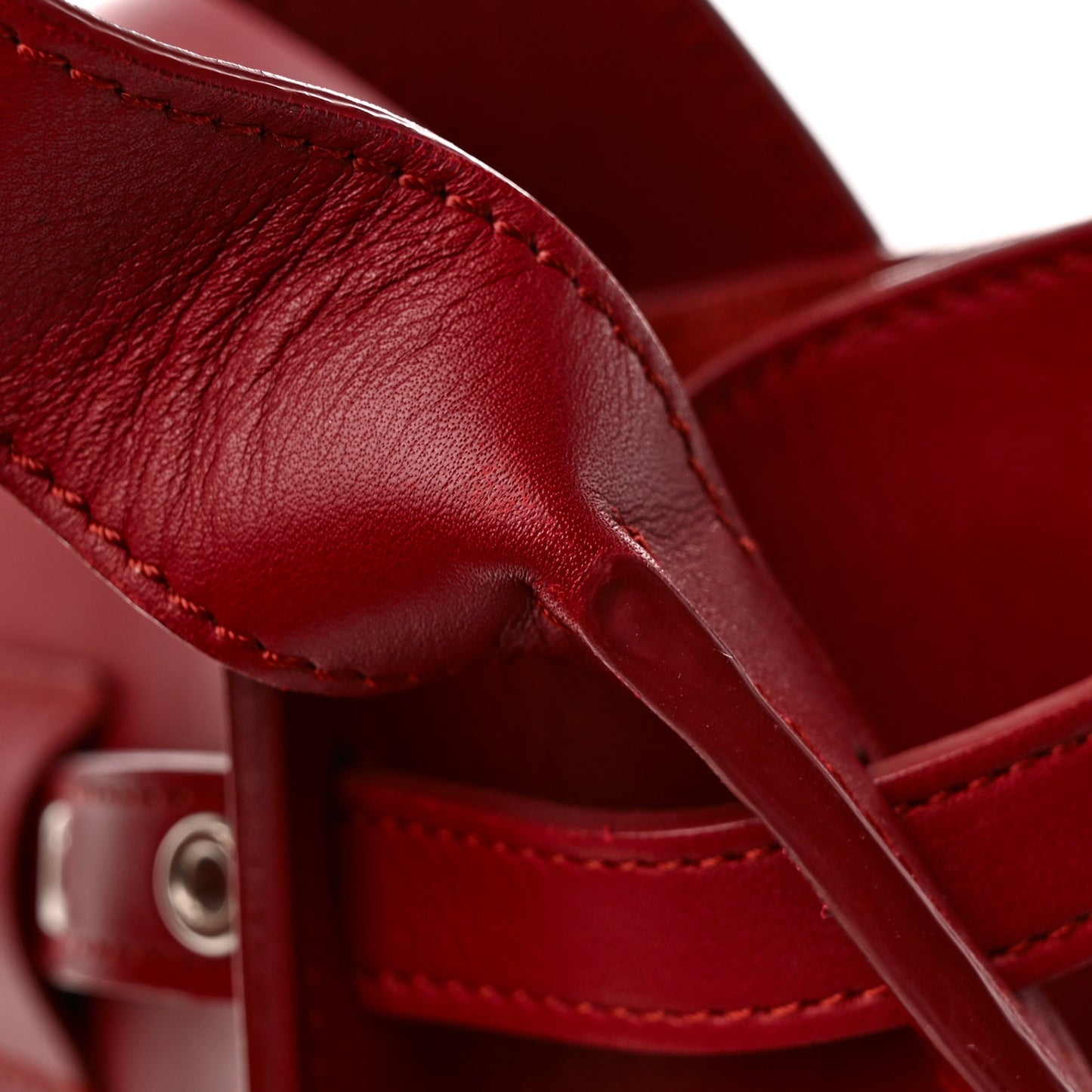 Supple Grained Calfskin Big Bag Bucket Red