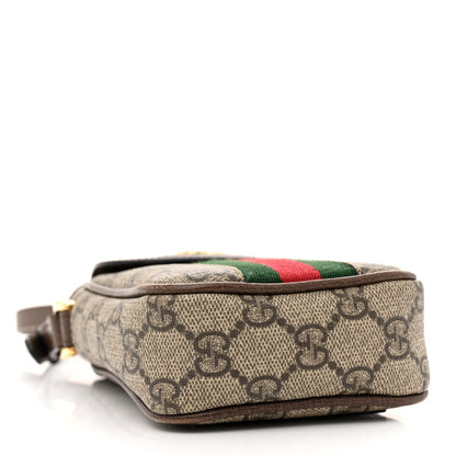 Gucci GG Supreme Monogram Web Ophidia Phone Crossbody Bag Beige New Acero 4 of 14