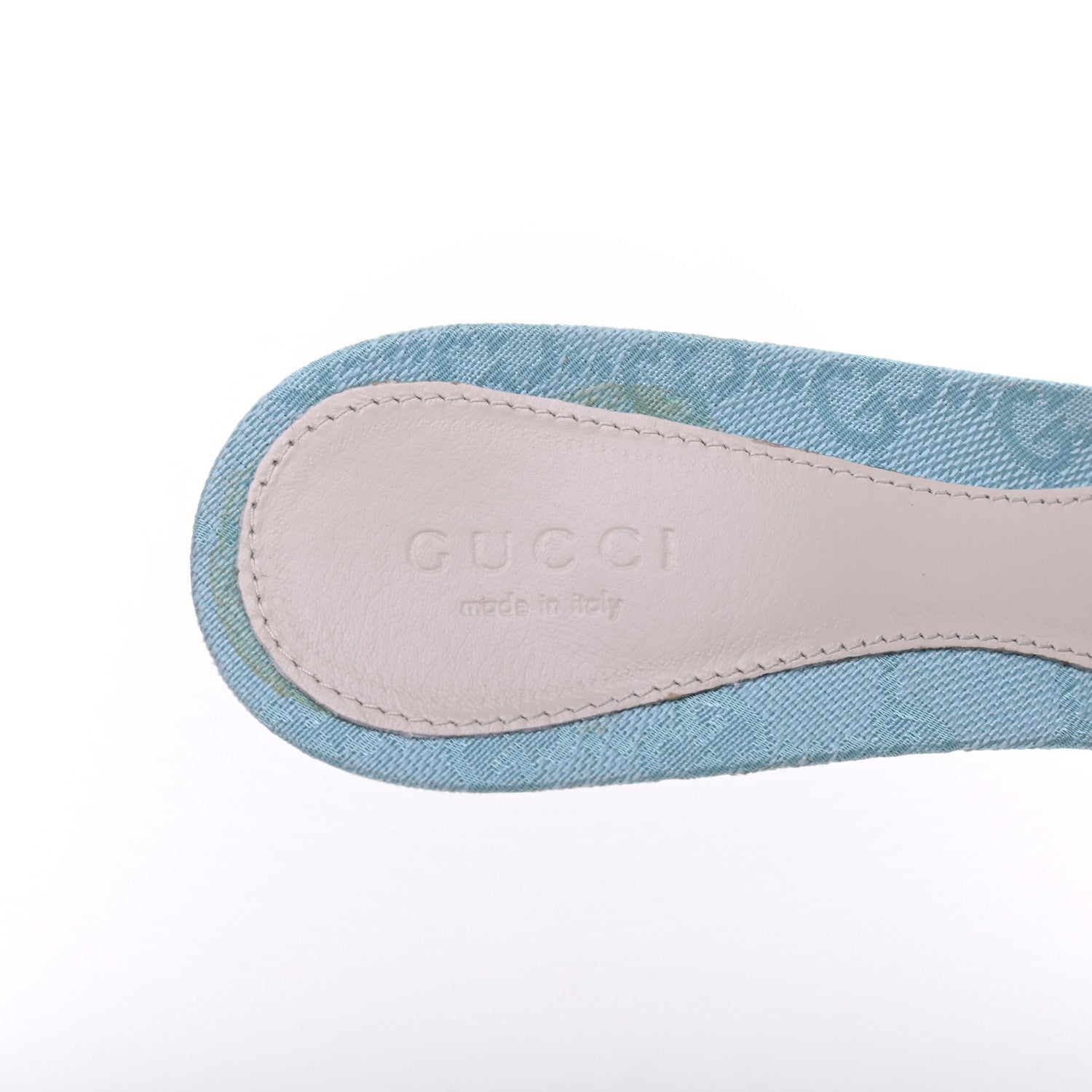 Gucci Monogram Mid Heel Slides 37.5 Sea Blue 7 of 11