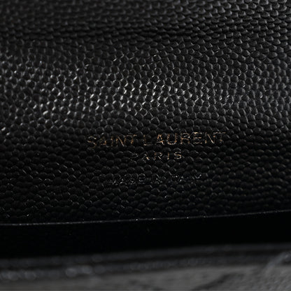Saint Laurent Grain De Poudre Matelasse Chevron Small Monogram Envelope Wallet Black 6 of 11