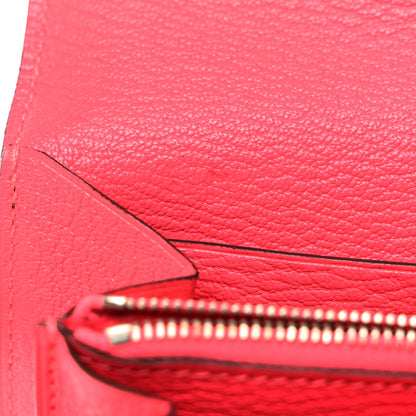 Hermes Chevre Mysore Kelly Longue Wallet Rose Lipstick 8 of 8