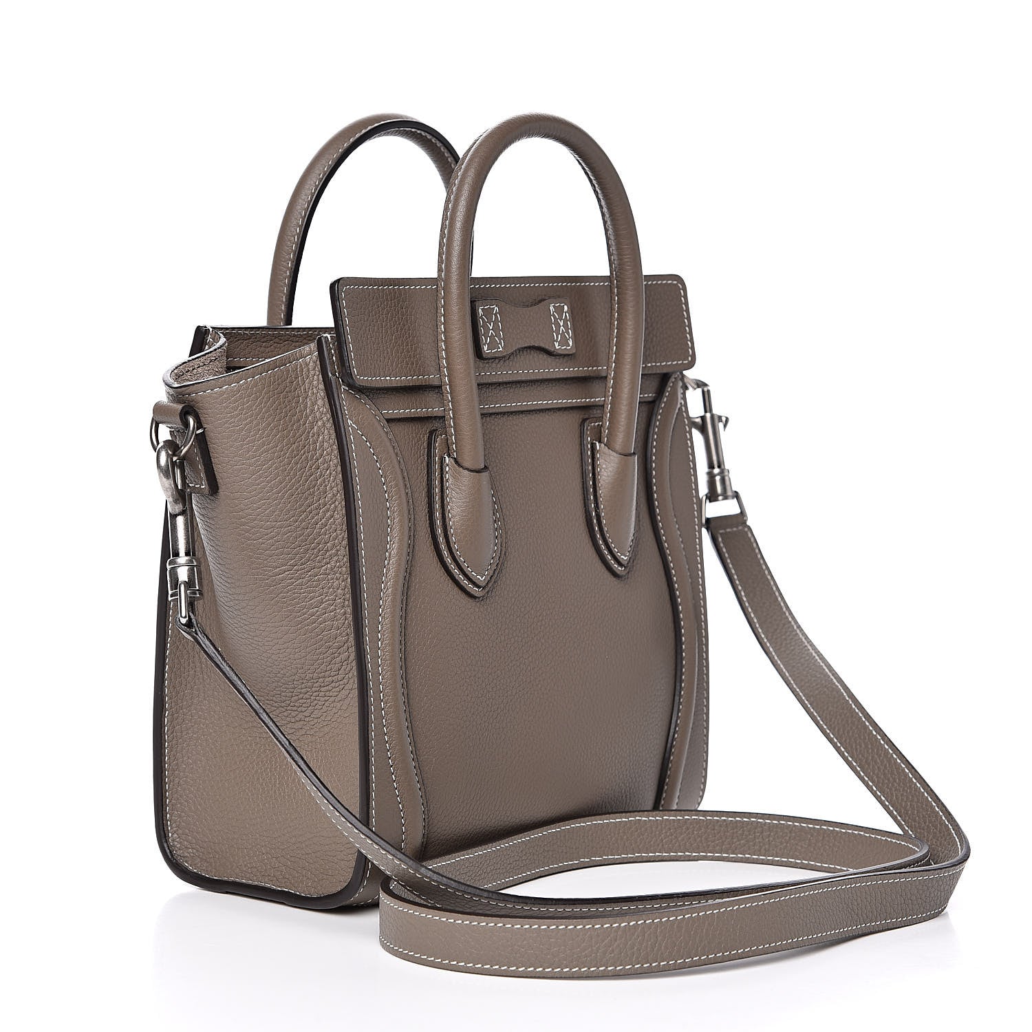 Celine Drummed Calfskin Nano Luggage Souris 3 of 10