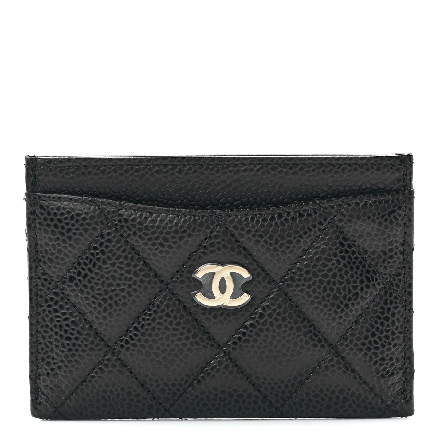 Caviar Quilted Card Holder Black