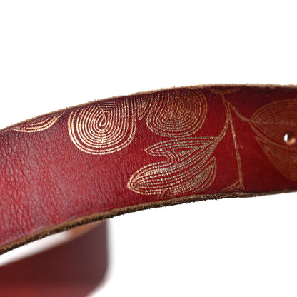 Gucci Faded Calfskin Leaf Print Double G 40mm Belt 95 38 Hibiscus Red Gold 6 of 6