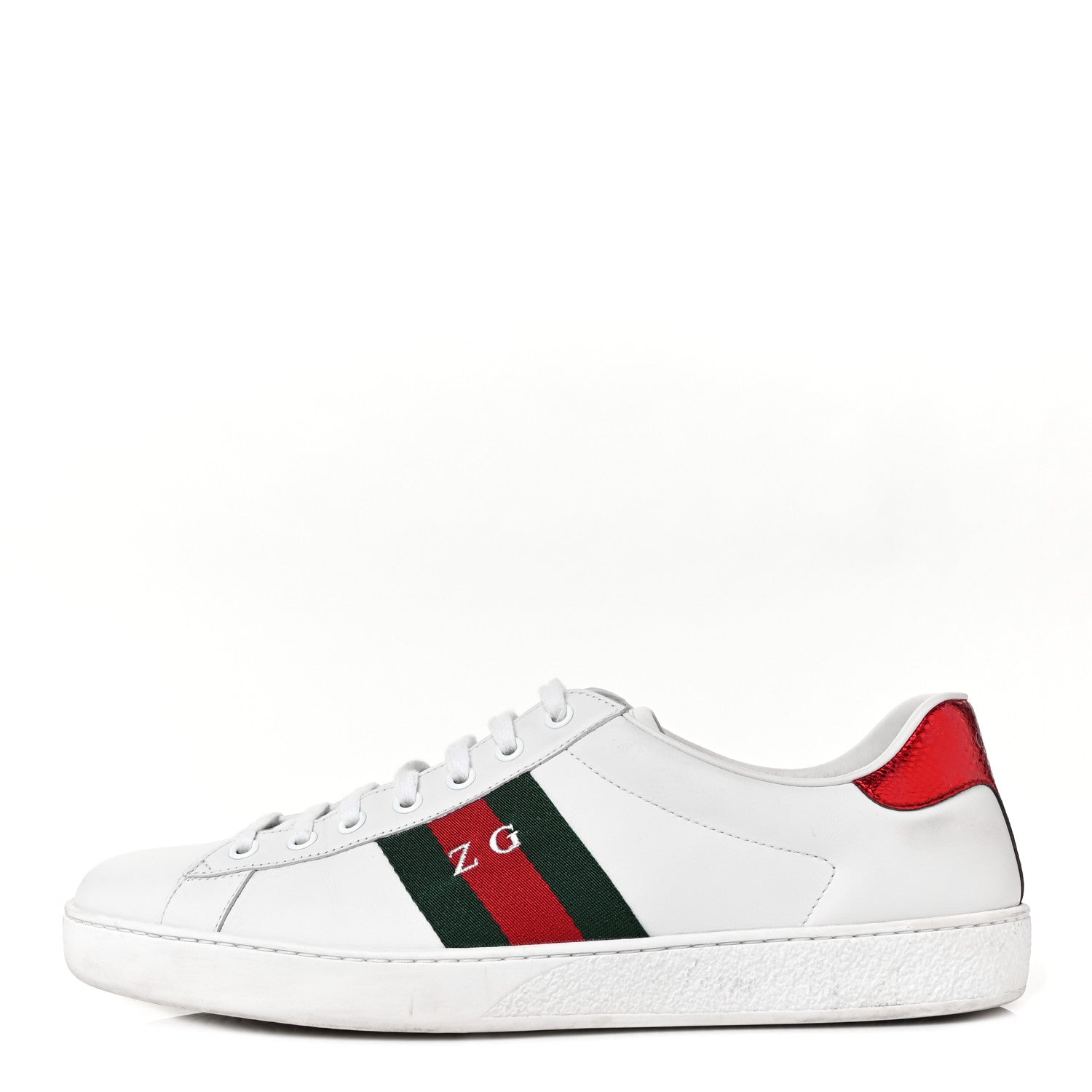 Gucci Calfskin Ayers Web Mens Ace Sneakers 10.5 White Green 1 of 9