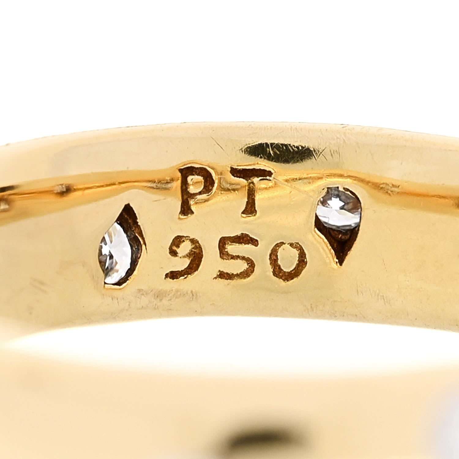 Tiffany 18K Yellow Gold Platinum Diamond 4mm Etoile Band Ring 47 4 6 of 7