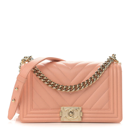 Chanel Caviar Chevron Quilted Medium Boy Flap Light Orange 1 of 11