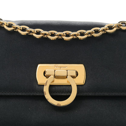 Salvatore Ferragamo Satin Gancini Chain Crossbody Black 7 of 10