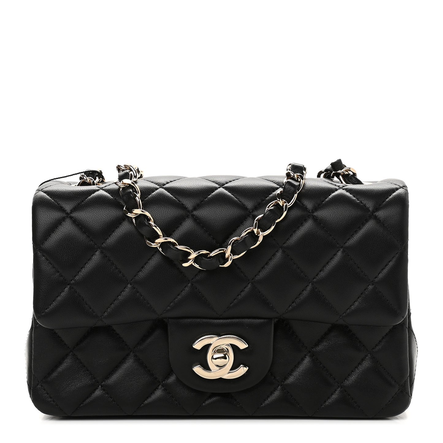 Lambskin Quilted Mini Rectangular Flap Black
