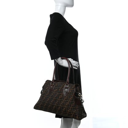 Fendi Zucca Calfskin Lizard Shoulder Bag Tobacco 3 of 12