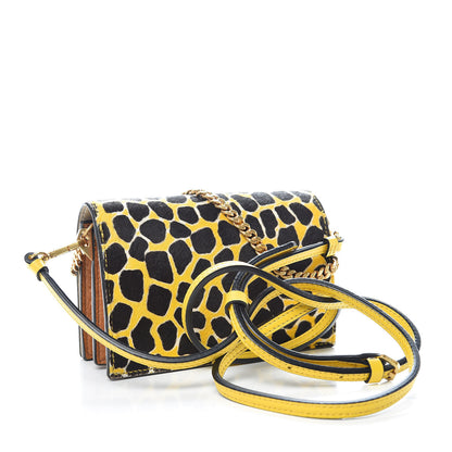MCM Visetos Calf Hair Giraffe Print Cross Body Yellow 3 of 16