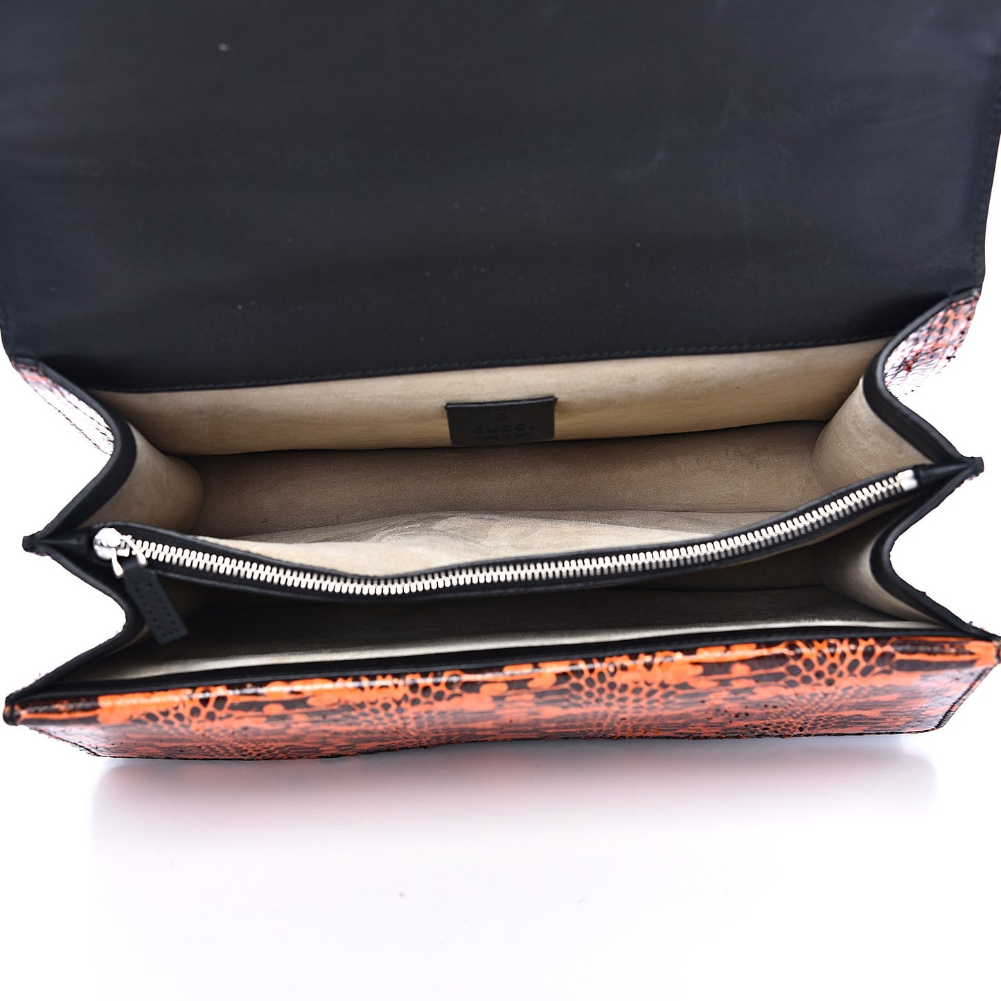 GG Supreme Monogram Snakeskin Elton Embroidered Medium Dionysus Shoulder Bag Beige Orange