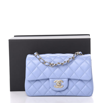 Chanel Lambskin Quilted Mini Rectangular Flap Light Blue 11 of 11