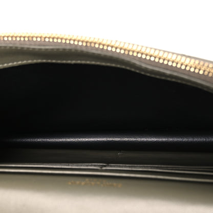 Saint Laurent Lambskin Matelasse Chevron Monogram Envelope Chain Wallet  Green 5 of 10