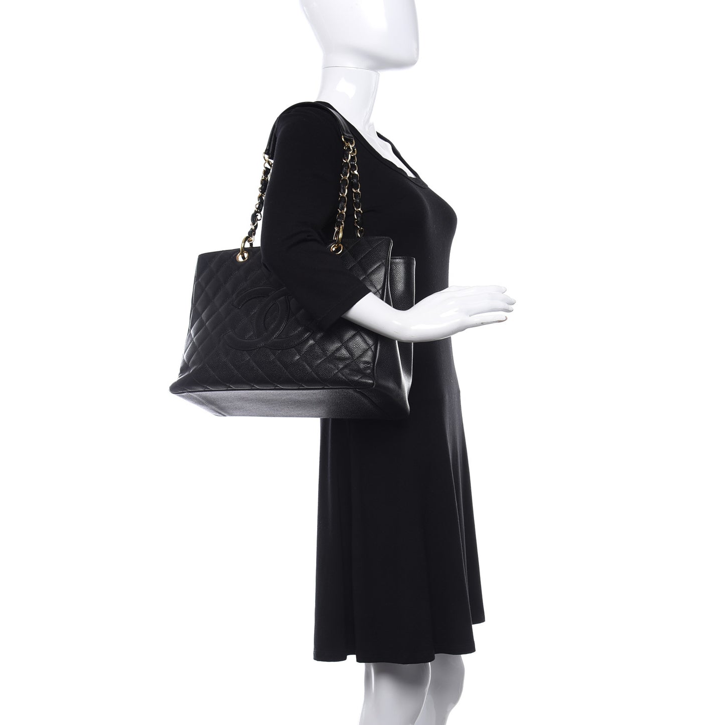 Caviar Quilted Grand Shopping Tote GST Black
