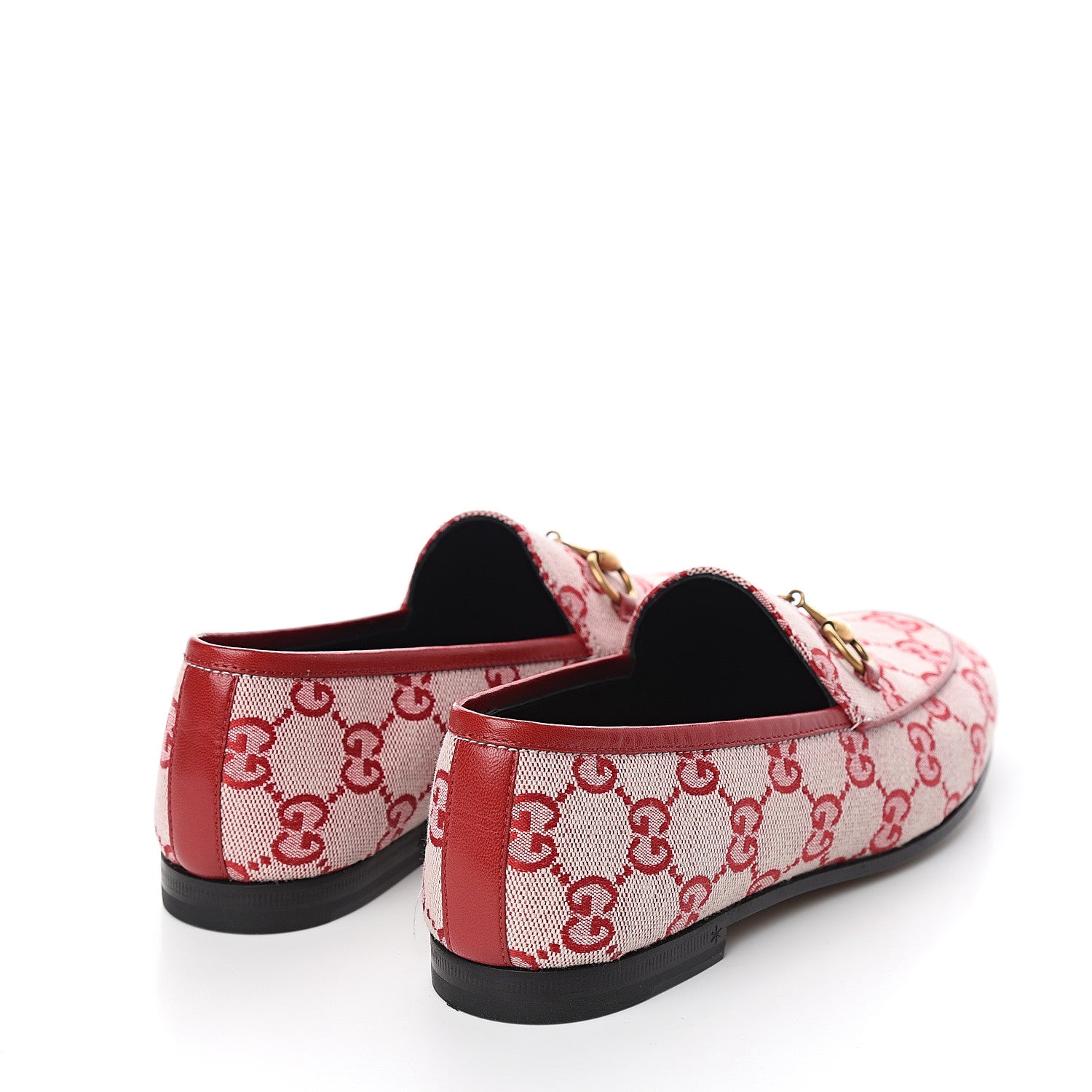 Gucci Canvas GG Monogram Horsebit Womens Jordaan Loafers 36.5 Gardenia Hibiscus Red 4 of 8