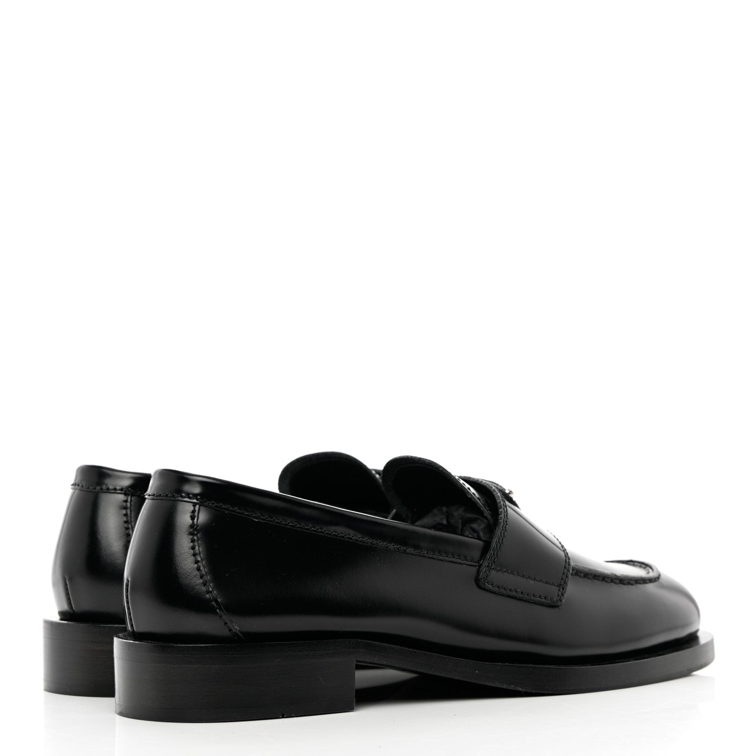 Prada Spazzolato Metal Triangle Logo 20mm Loafers 37.5 Black 4 of 8
