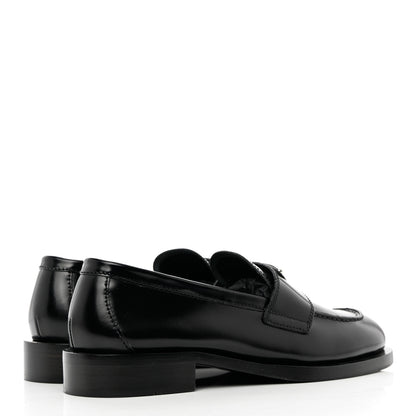 Prada Spazzolato Metal Triangle Logo 20mm Loafers 37.5 Black 4 of 8