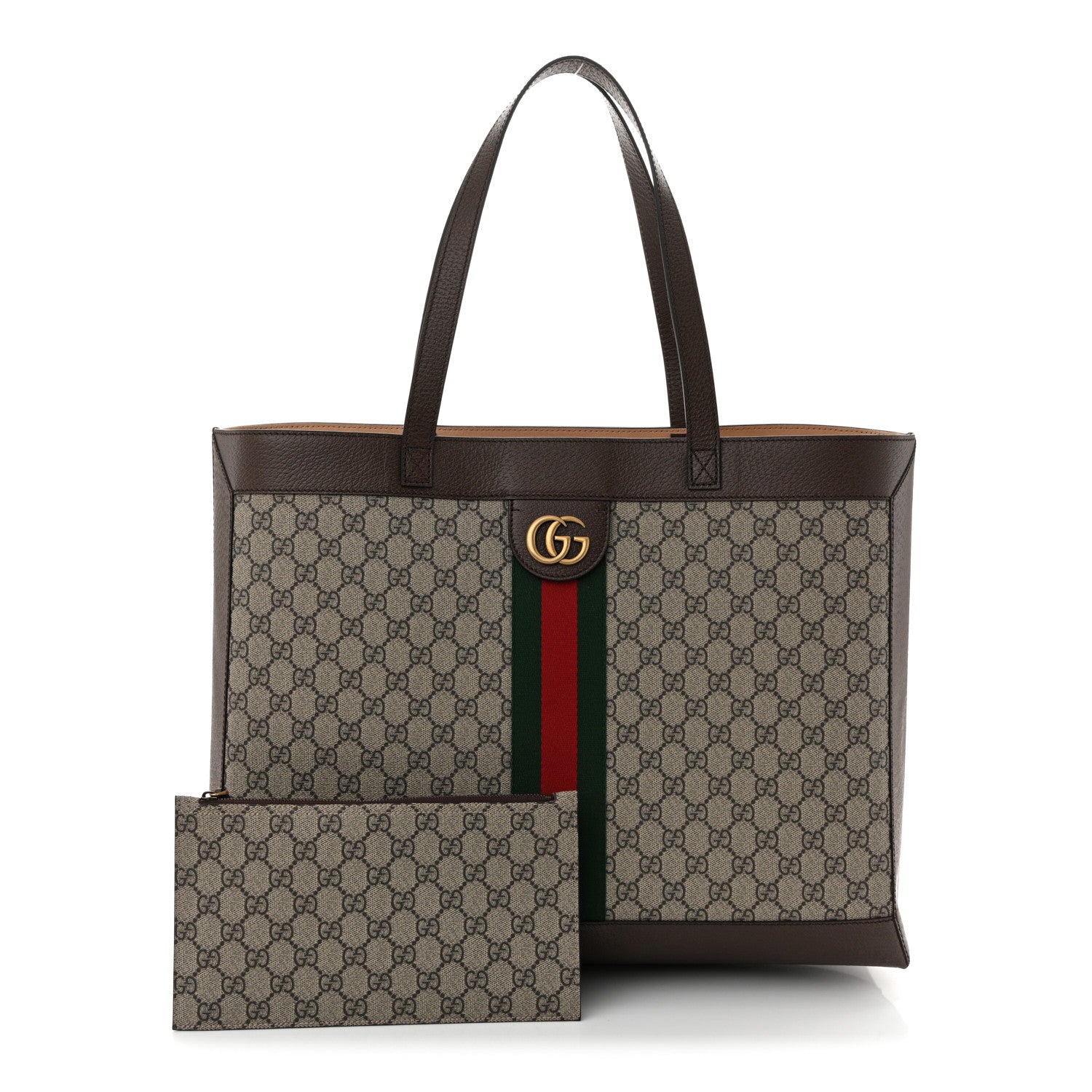 Gucci GG Supreme Monogram Web Ophidia Tote Brown 3 of 11