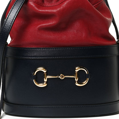 Gucci Azalea Sakai Be Green Calfskin Horsebit 1955 Drawstring Bucket Bag Blue New Cherry Red 8 of 12