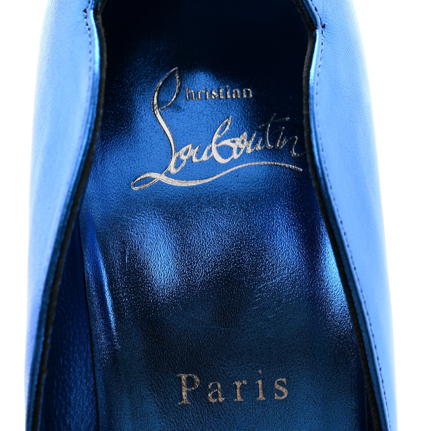 Christian Louboutin Metallic Patent Hot Chick 100 Pumps 37 Blue 6 of 10