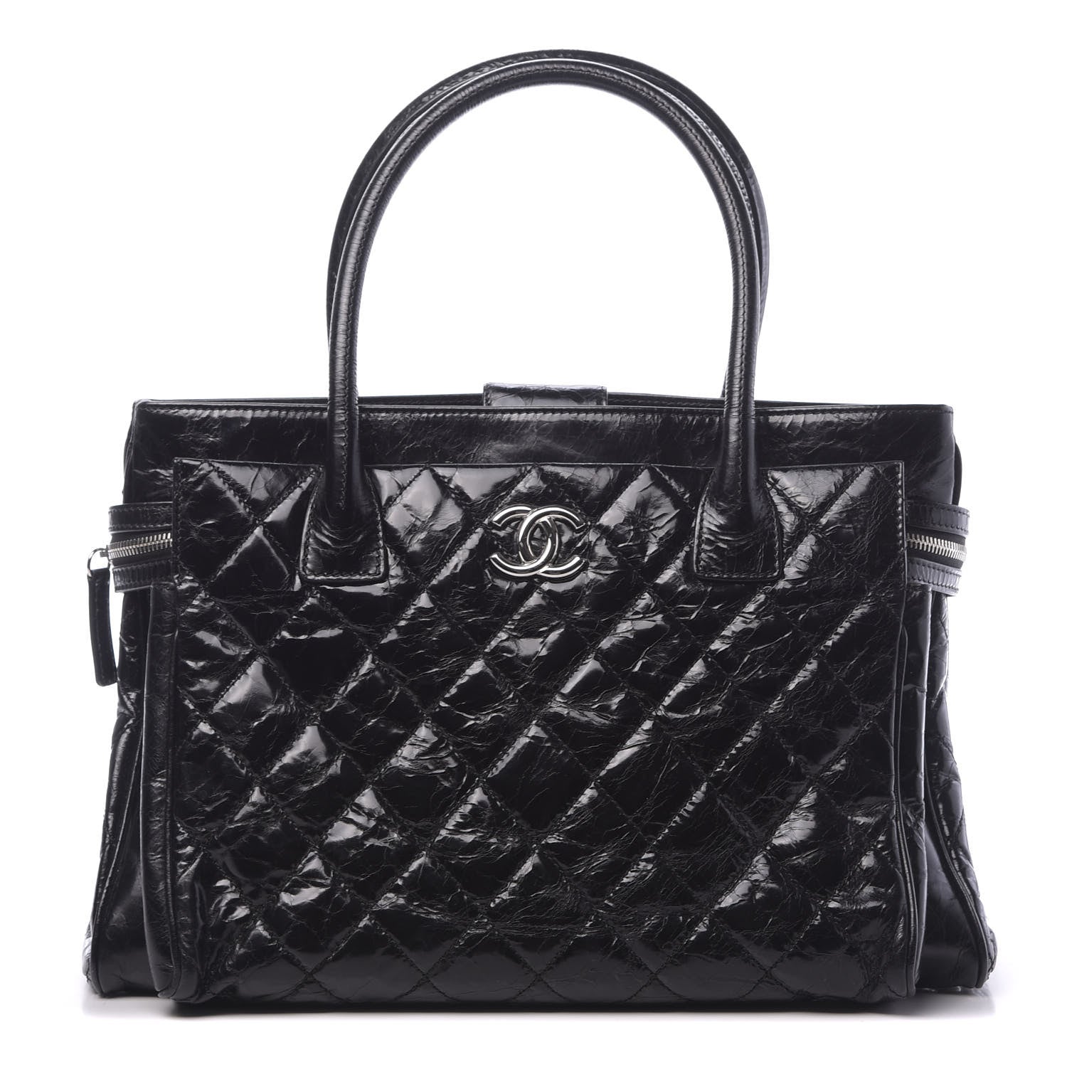 Chanel Glazed Calfskin Quilted Large New Portobello Tote Black 1 of 11