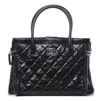 Chanel Glazed Calfskin Quilted Large New Portobello Tote Black 1 of 11