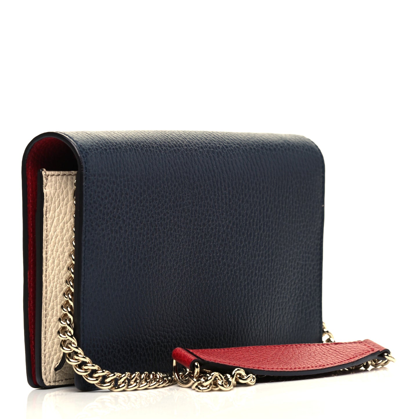 Dollar Calfskin Soho Wallet On Chain Blue Hibiscus Red Mystic White