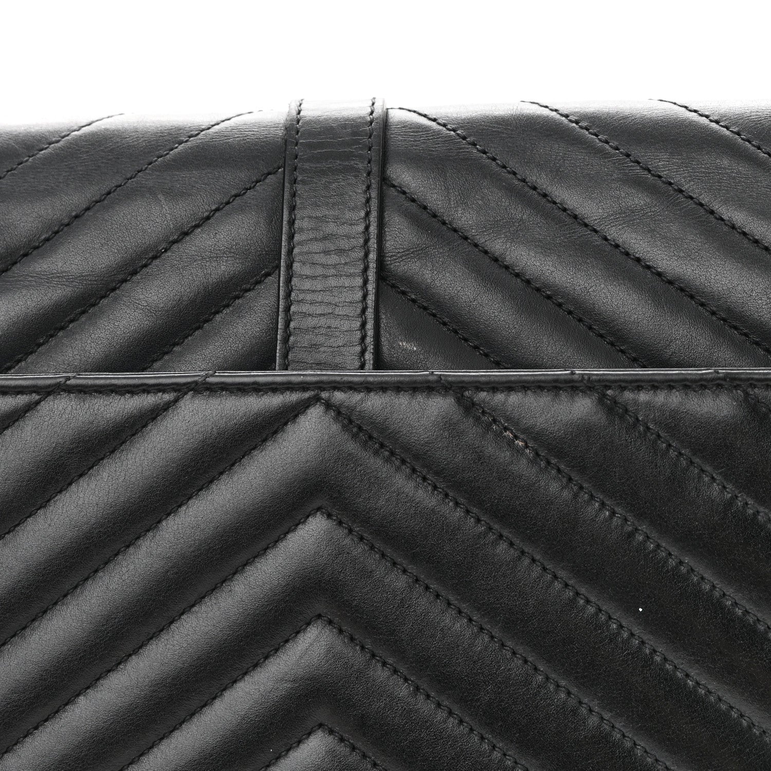 Saint Laurent Smooth Calfskin Matelasse Chevron Large Monogram Satchel Black 15 of 19