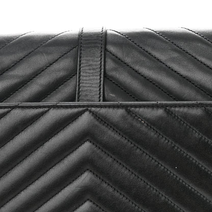 Saint Laurent Smooth Calfskin Matelasse Chevron Large Monogram Satchel Black 15 of 19