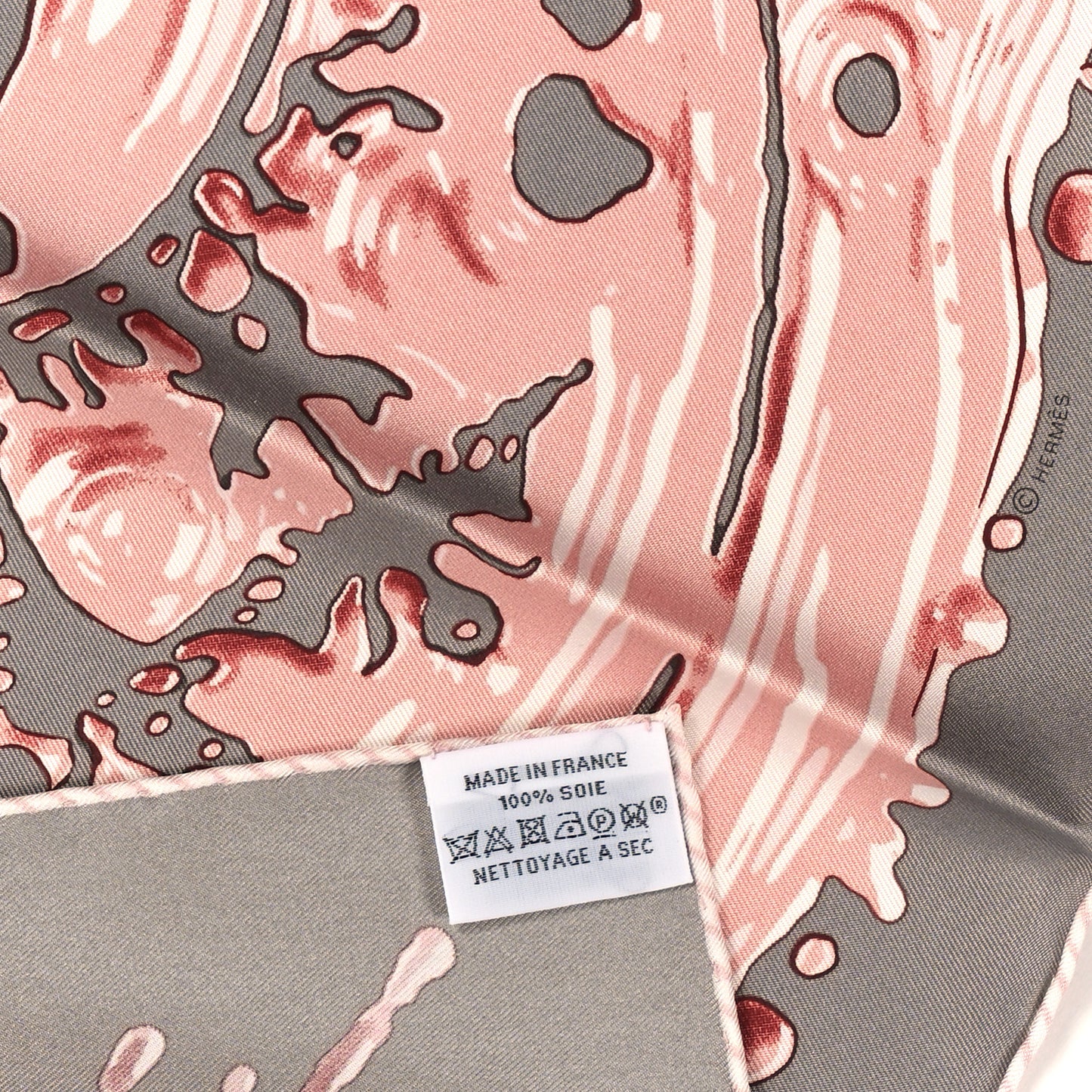 Silk Peinture Fraiche Scarf 45 Gris Acier Vieux Rose