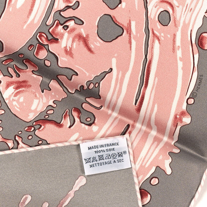 Hermes Silk Peinture Fraiche Scarf 45 Gris Acier Vieux Rose 3 of 3