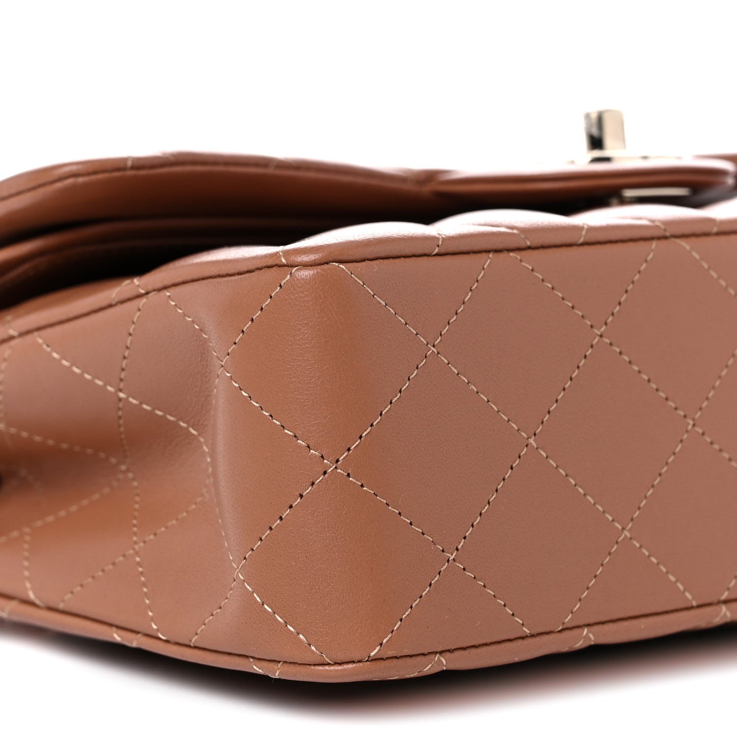 Lambskin Quilted Small Double Flap Brown