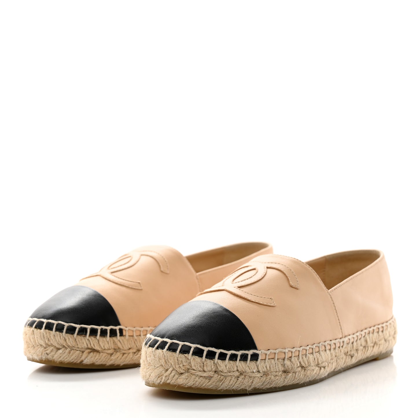 Lambskin CC Espadrilles 38 Beige Black
