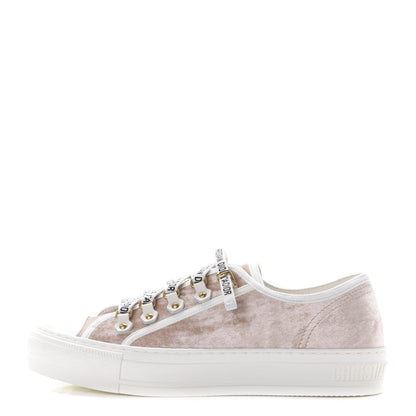 Christian Dior Velvet Walk'N'Dior Low Top Sneakers 38.5 Nude 1 of 9