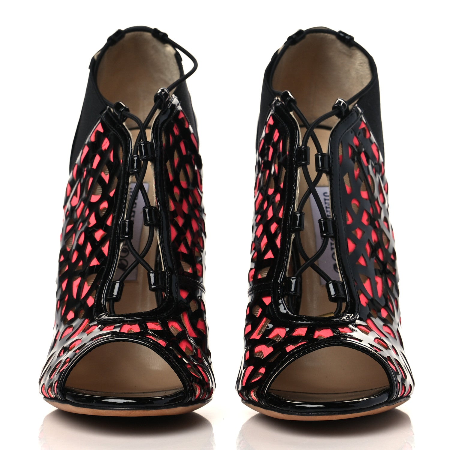 Jimmy Choo Patent Tactic Ankle Boots 38 Black Pink 2 of 8