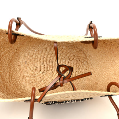 Loewe Calfskin Raffia Paulas Ibiza Small Anagram Basket Tote Bag Natural Tan Natural Tan 5 of 10