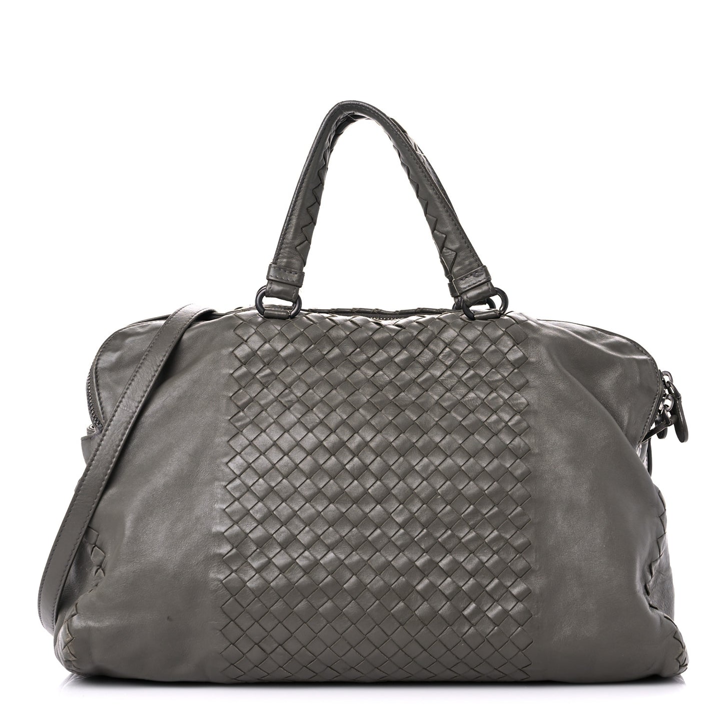 Calfskin Intrecciato Large Leggero Tote Kaki Fondente