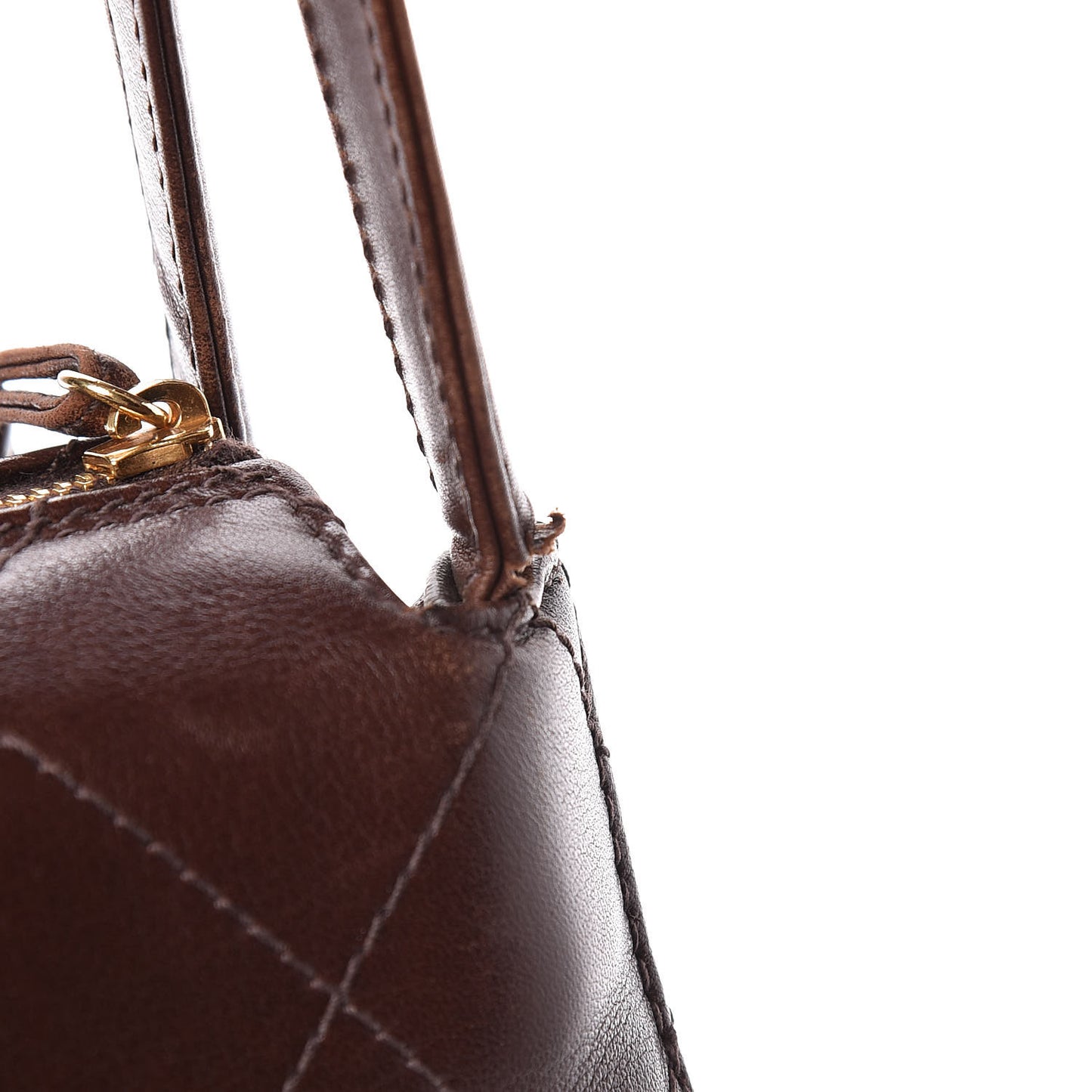 Lambskin Diamond Stitched Shoulder Bag Brown
