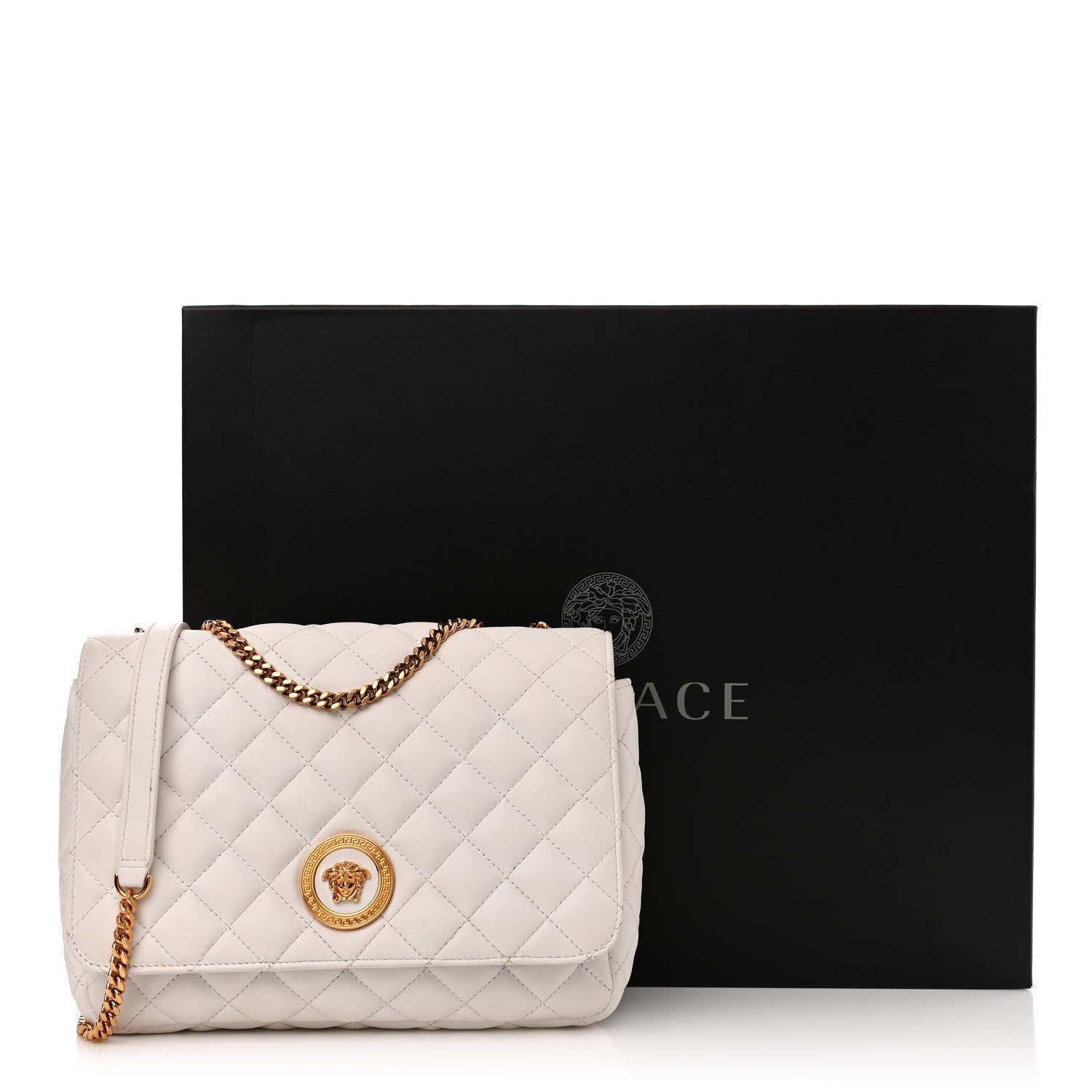 Versace Nappa Quilted La Medusa Chain Crossbody White 13 of 13