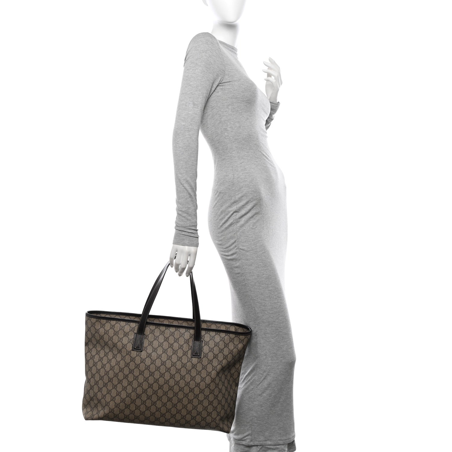 Gucci GG Supreme Monogram Medium Zippered Shopping Tote Dark Brown 2 of 14