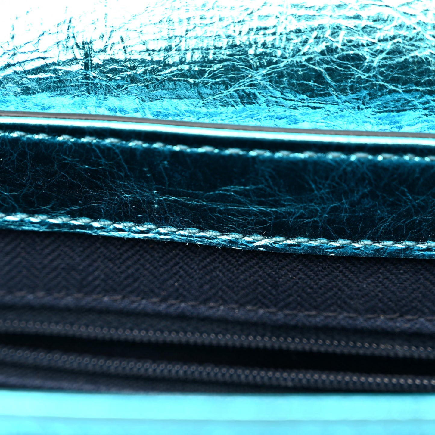 Metallic Crinkled Calfskin Mini Alexa Portobello Blue